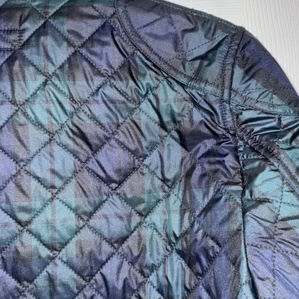 Polo Ralph Lauren Quilted Plaid Coat with Leather Trim Size L - Picture 6 of 14